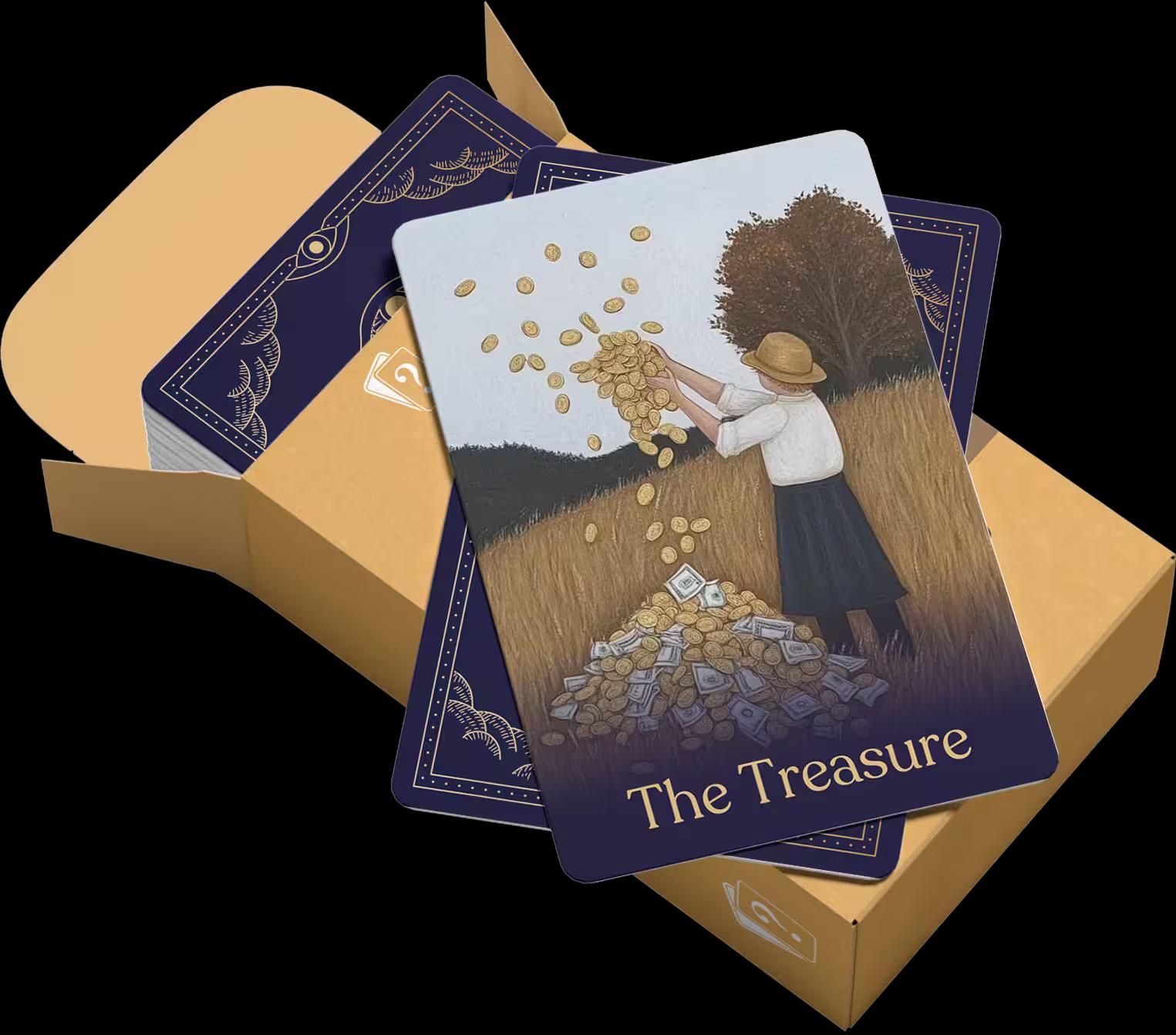 Open Fortune reading box with the cards fanned out