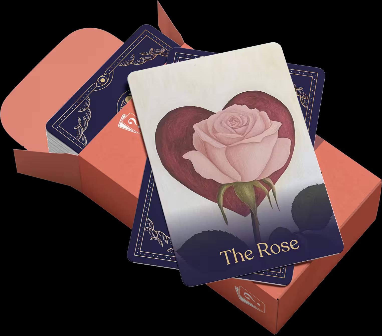 Open Love reading box with the cards fanned out