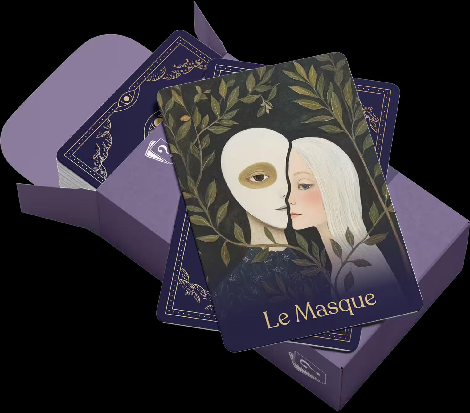 Coffret ouvert du tirage Couple, cartes déployées